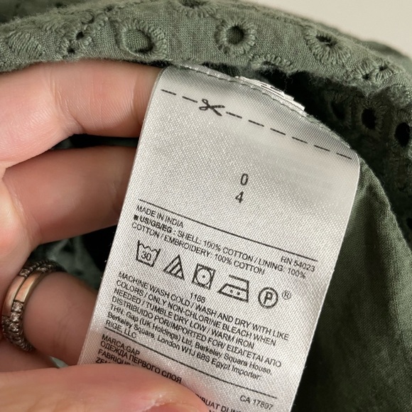 Gap Olive Green Eyelet Dress 0 - Picture 3 of 6